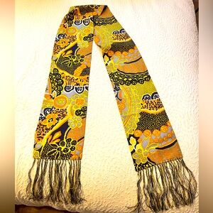 Unisex yellow patchwork scarf with fringe- 68” in length- (not including fringe)